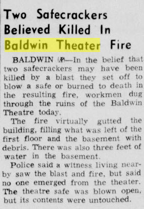Baldwin Theatre - Dec 2 1954 Robbery And Fire (newer photo)